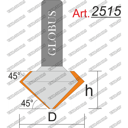 Фреза ГЛОБУС 2515 кромочная конусная D48 h30 d12