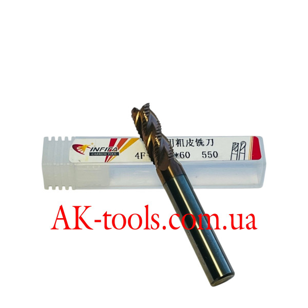ТВЕРДОСПЛАВНІ 4-пера · D8*20*60L-4F Фреза твердосплавна чорнова 55HRC