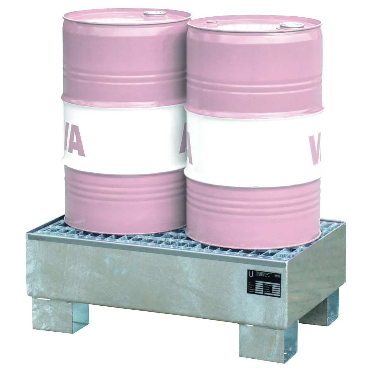 Auffangwanne für 60-l-Fässer verzinkt mit Gitterrost, Anzahl Fässer×Fassinhalt (l): 2X60