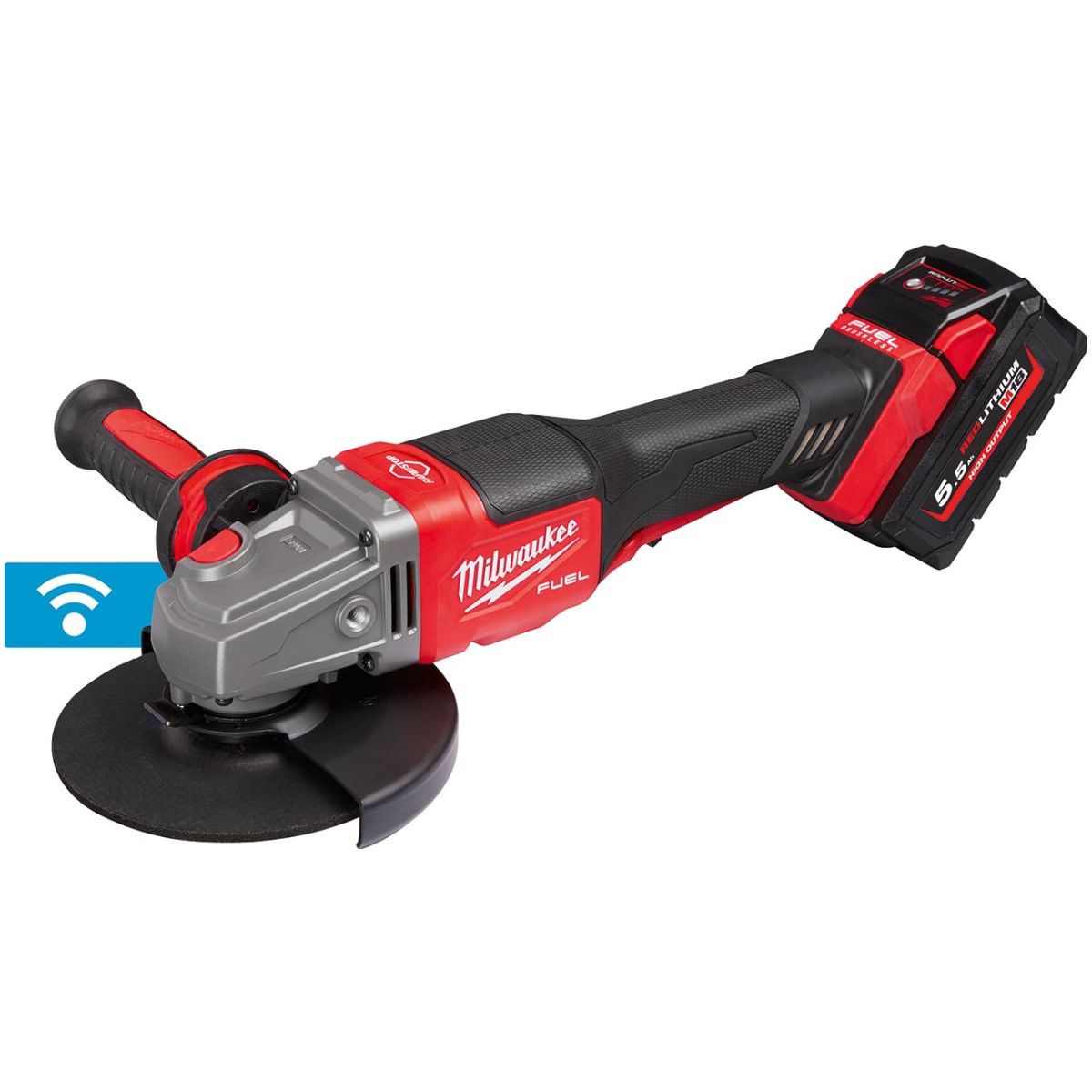 Milwaukee® Akku-Winkelschleifer 18V, für 125 mm Scheiben ⌀, mit Akku, mit Sanftanlauf und Wiederanlaufsperre, im Koffer
