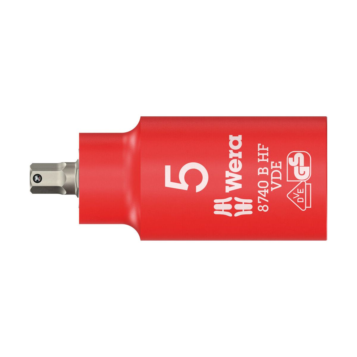 8740 B VDE HF Zyklop Bitnuss, isoliert, mit 3/8″-Antrieb, mit Haltefunktion für Innensechskantschrauben, 5 x 55 mm