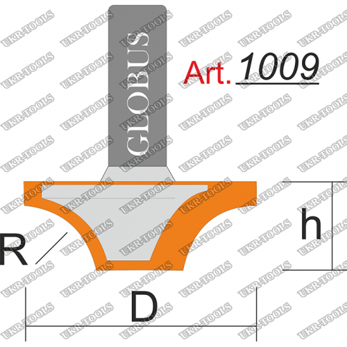 Фреза ГЛОБУС 1009 пазовая фасонная R10 D30 h18 d8