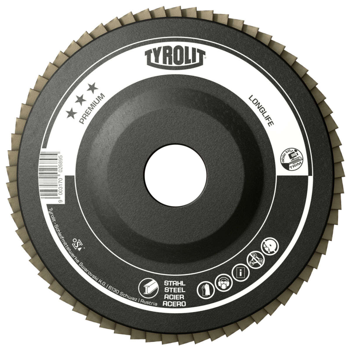 Tyrolit Fächerscheibe LONGLIFE gerade 115x22,23 mm ZA40 PREMIUM Stahl