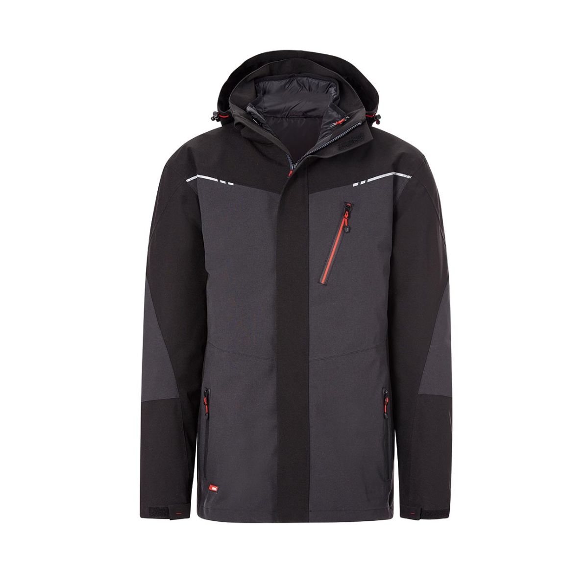 3-in-1 Jacke, dunkelgrau / schwarz / rot, Unisex-Größe: S