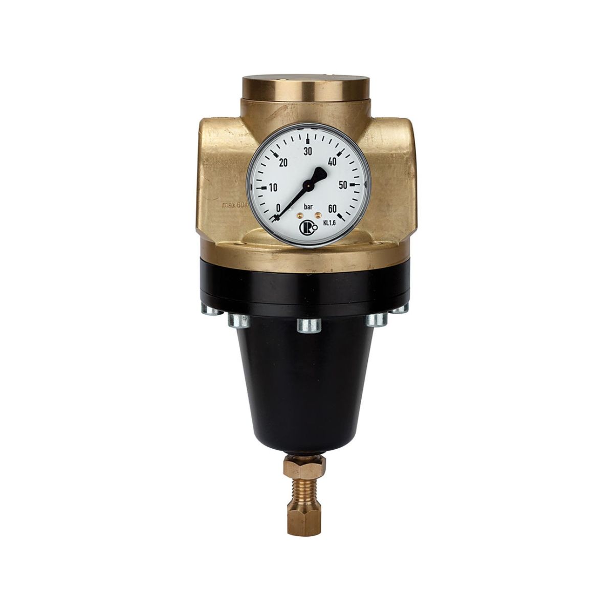 Hochdruckregler 60 bar, inklusive Manometer, G 1, Regelbereich 3 - 50 bar