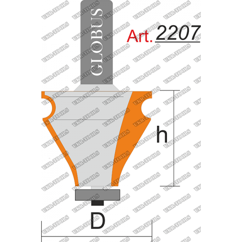 Фреза ГЛОБУС 2207 кромочная фигурная с нижним подшипником D35 h38 d12