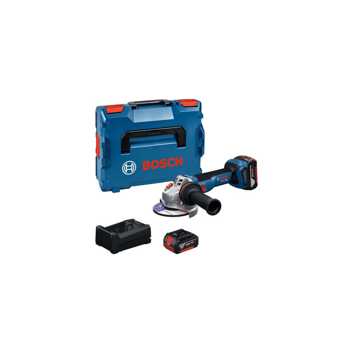 Akku-Winkelschleifer GWS 18V-11 S, 2x Akku GBA 18V 5.0Ah in L-BOXX