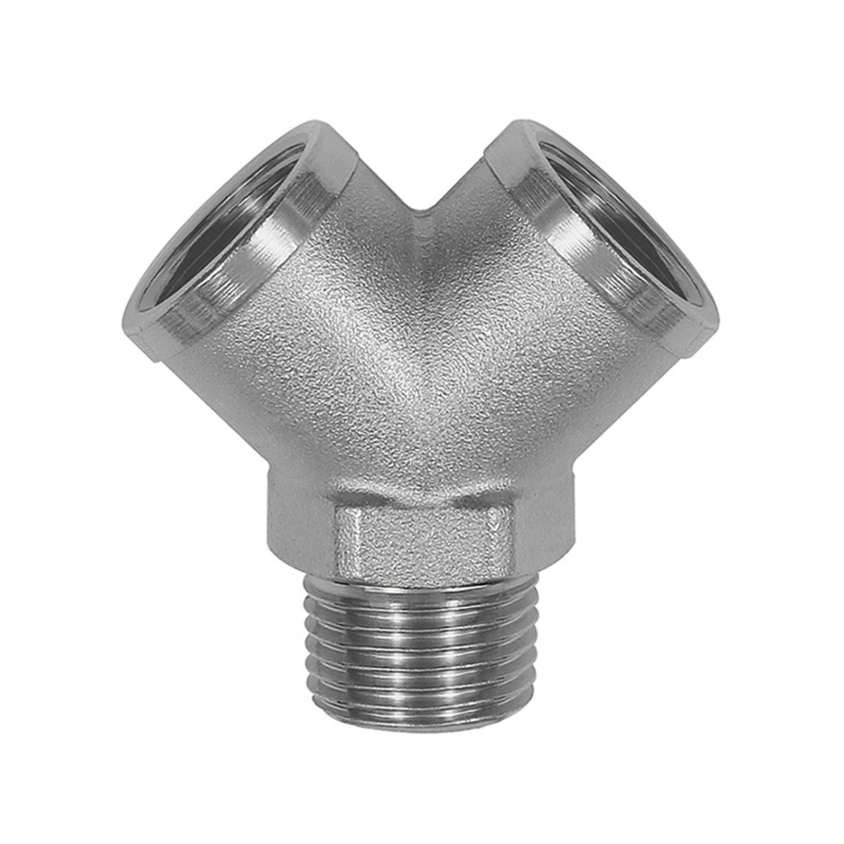 Verteiler, 2-fach, R 1/2 AG, Abgänge 2 x G 1/2 IG, Messing vernickelt