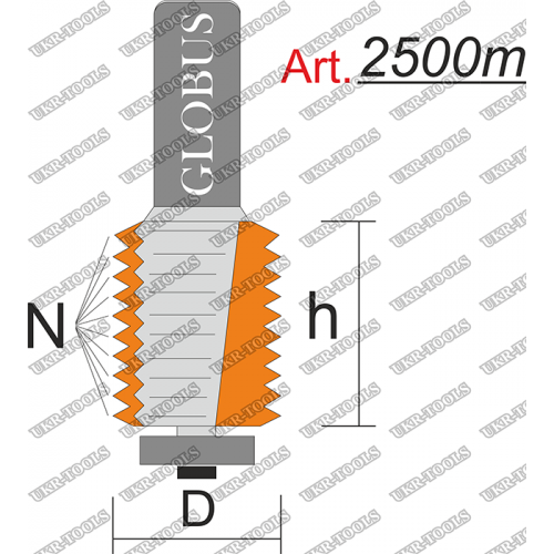 Фреза ГЛОБУС 2500m кромочная фигурная C2 N10 h40 d8