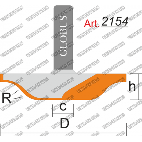 Фреза ГЛОБУС 2154 пазовая фасонная R3 D22 h6 d8