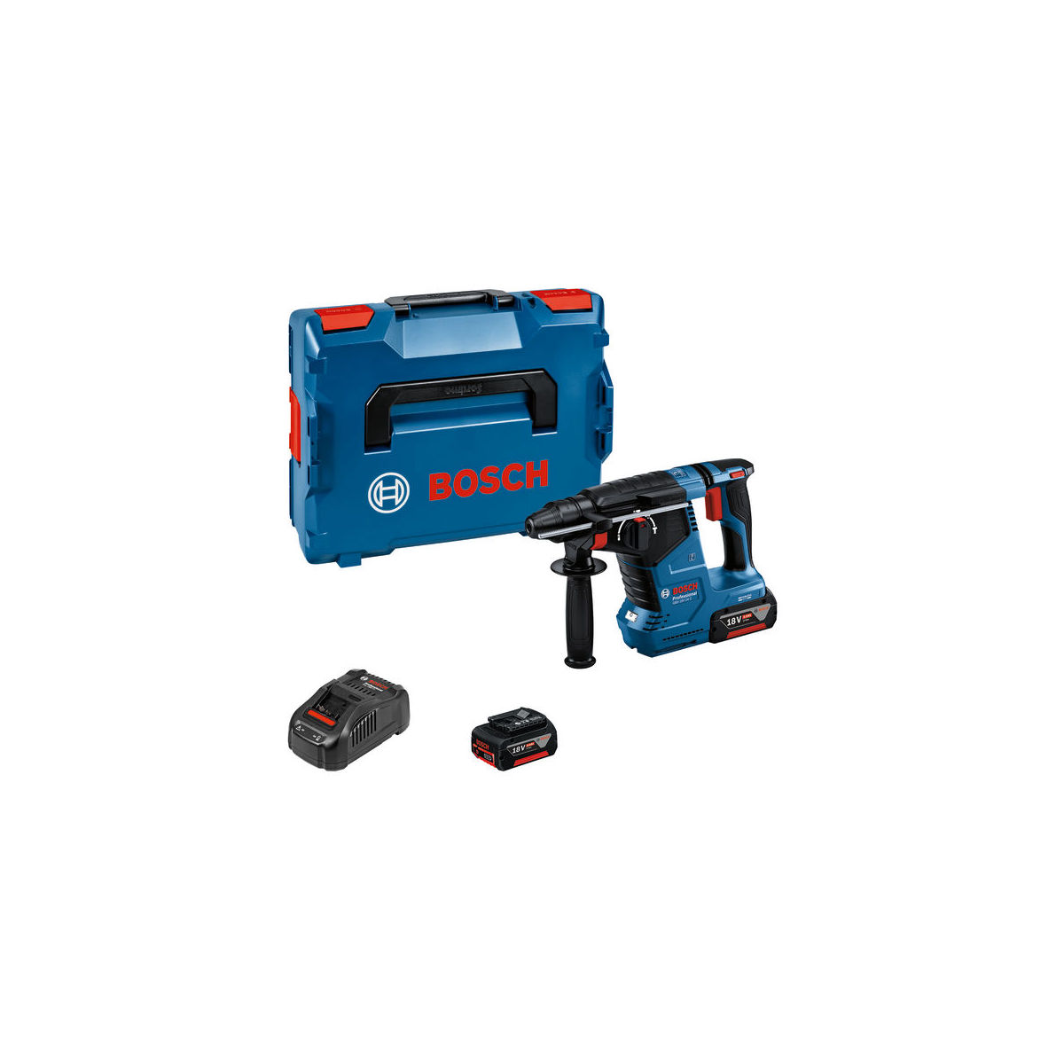 Akku-Bohrhammer mit SDS plus GBH 18V-24 C, 2 x Akku GBA 18V 5.0Ah in L-BOXX