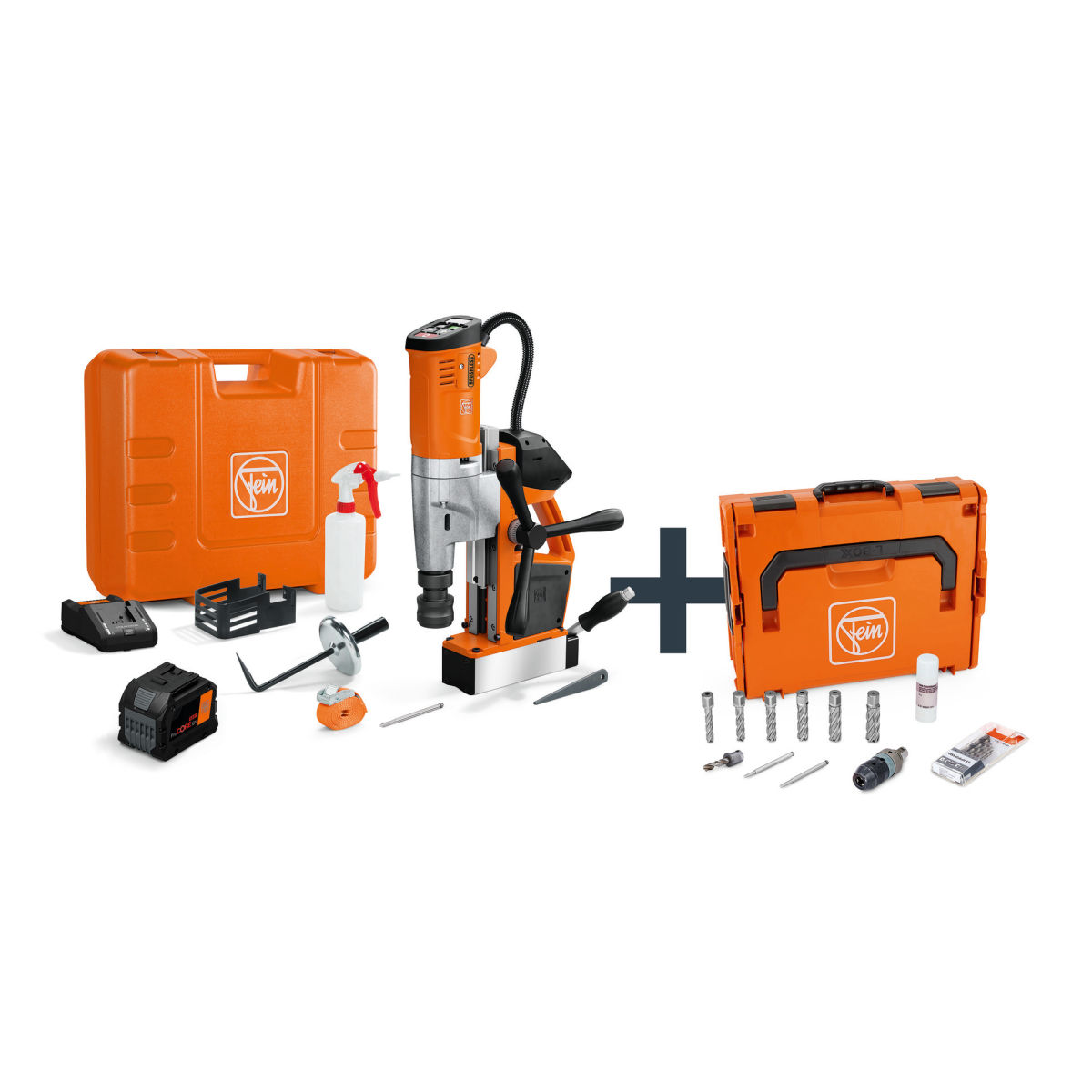 Akku-Universal-Magnet-Kernbohrmaschine bis 35 mm mit Anwenderset, AKBU 35 PMQW 18 V AS Construction-Site 1x 12 Ah Set 3/4 in Weldon / HSS NOVA 50