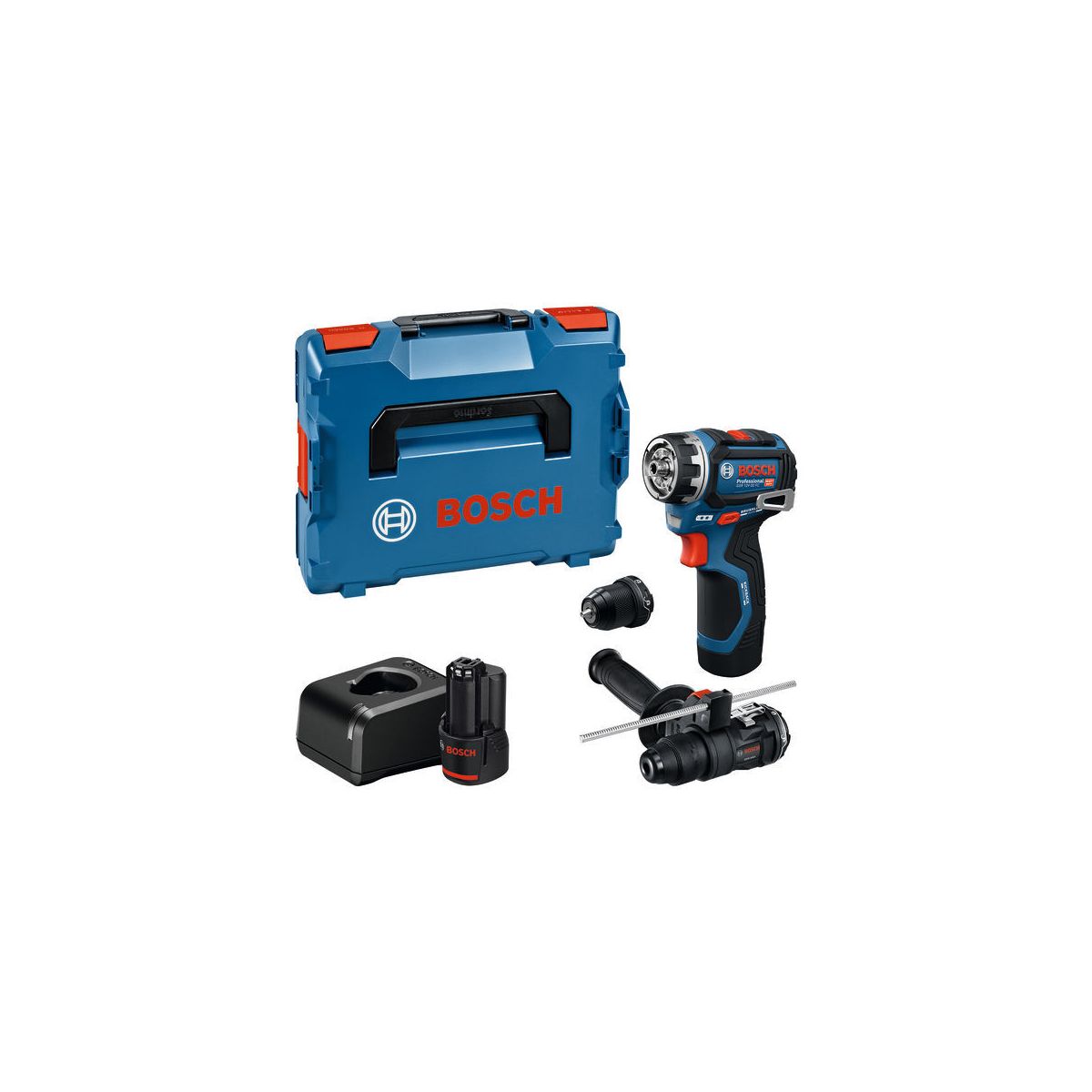Schrauber GSR 12V-32 FC, 2x GBA 12V 2.0Ah, Aufs., Zusatzhandg., Tiefenan.,L-BOXX