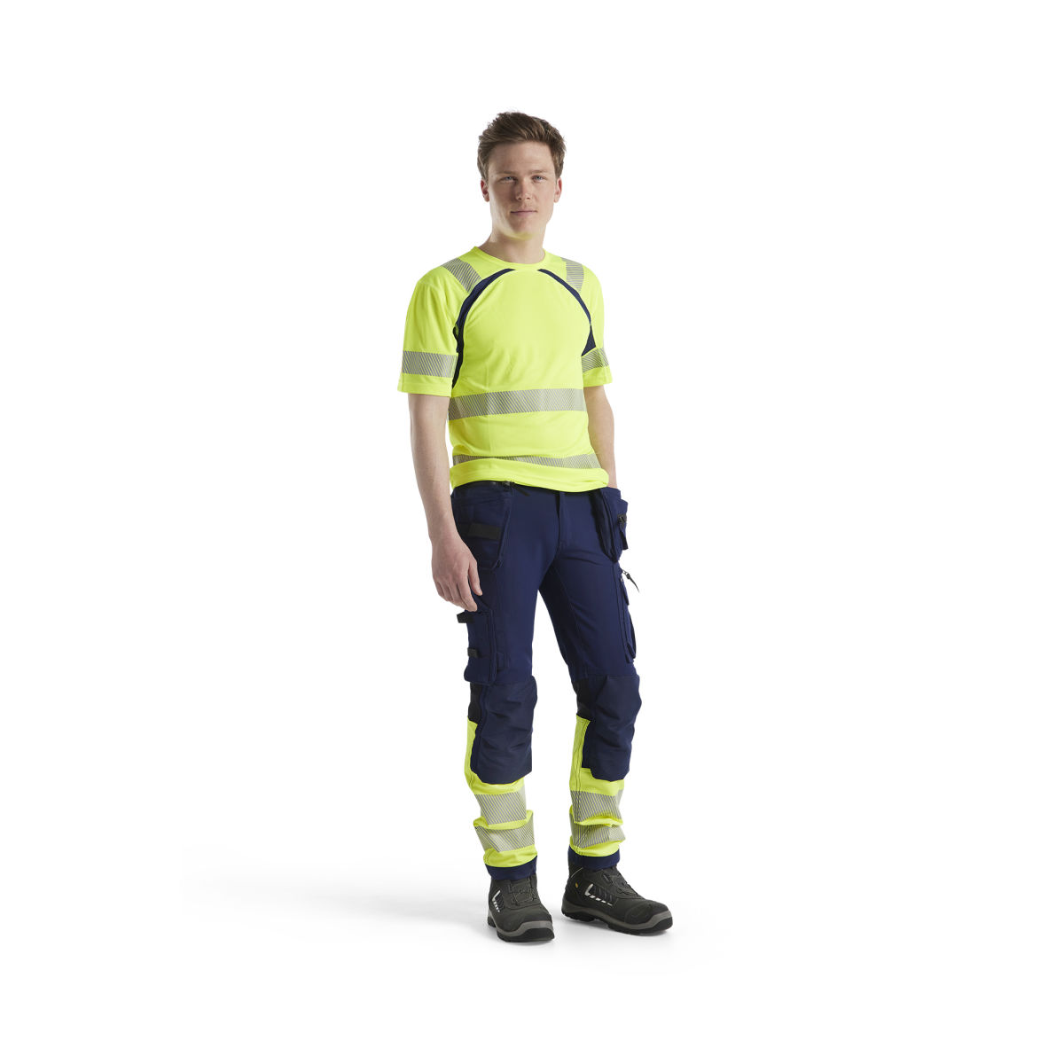 High Vis Arbeitshose 4-Wege-Stretch Marineblau/ High Vis Gelb C52, marineblau / high vis gelb