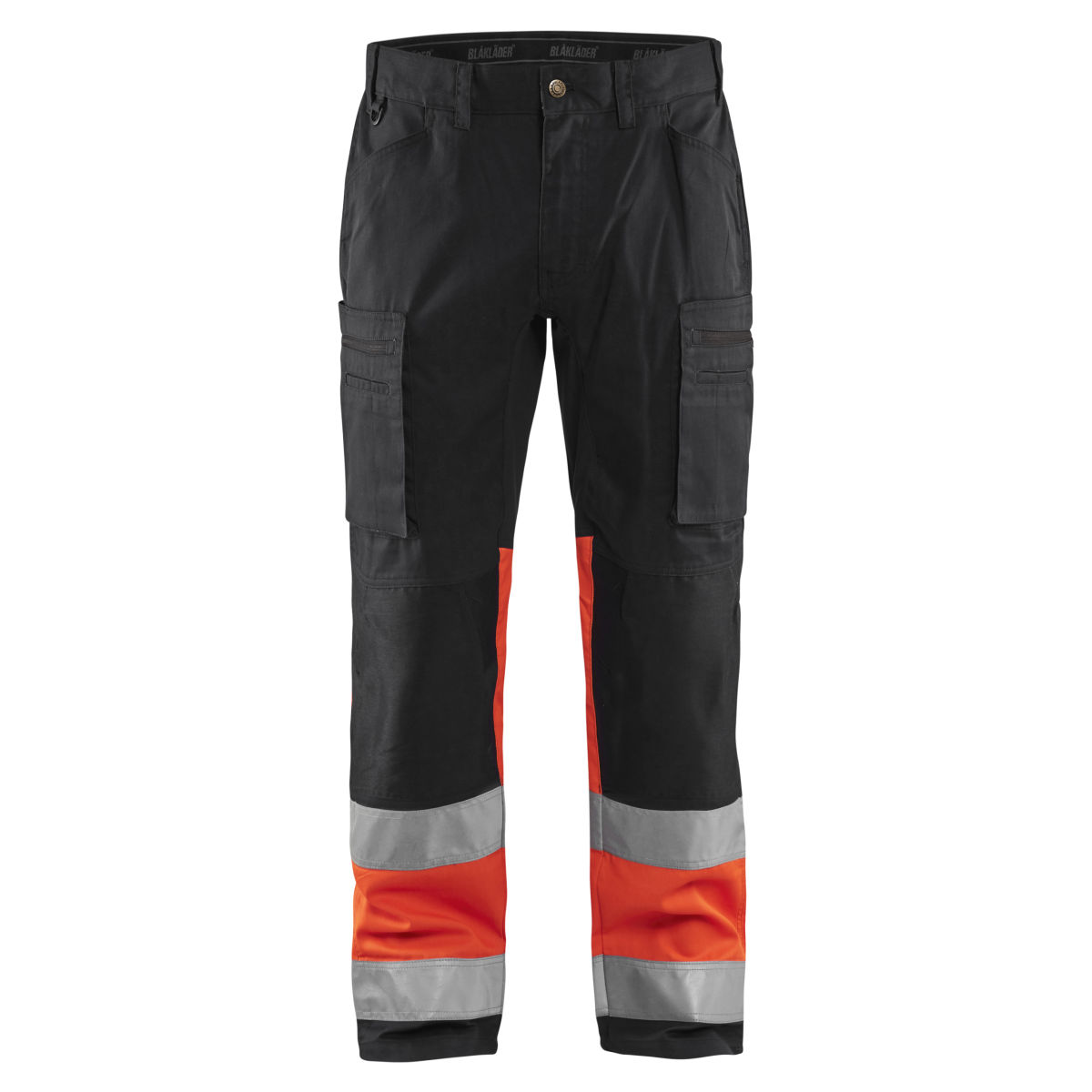 High Vis Arbeitshose mit Stretch Schwarz/High Vis Rot D88, high vis rot / schwarz