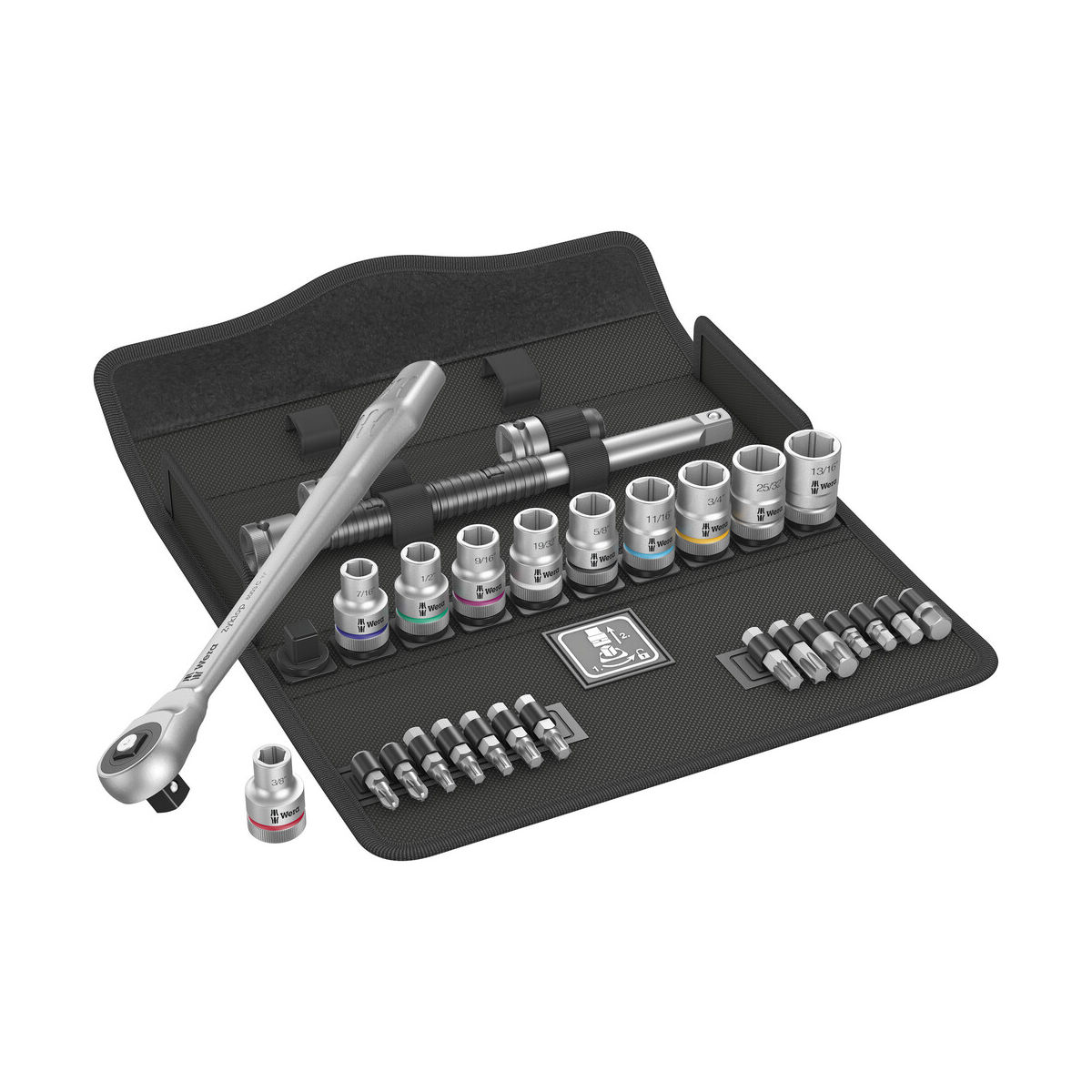 8100 SC 10 Zyklop Metal-Knarrensatz, Durchsteckvierkant, 1/2″-Antrieb, zöllig, 28-teilig