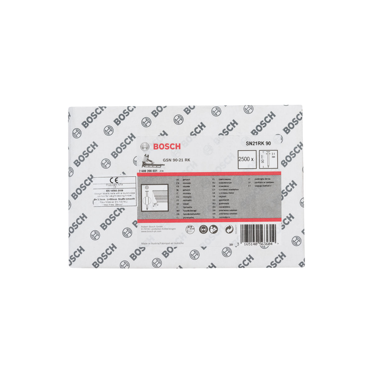 Rundkopf-Streifennagel SN21RK 90 3,1 mm, 90 mm, blank, glatt, 2500er-Pack