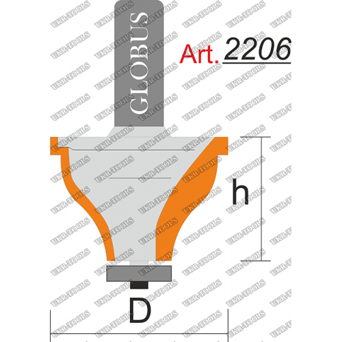 Фреза ГЛОБУС 2206 кромочная фигурная с нижним подшипником D35 h30 d8