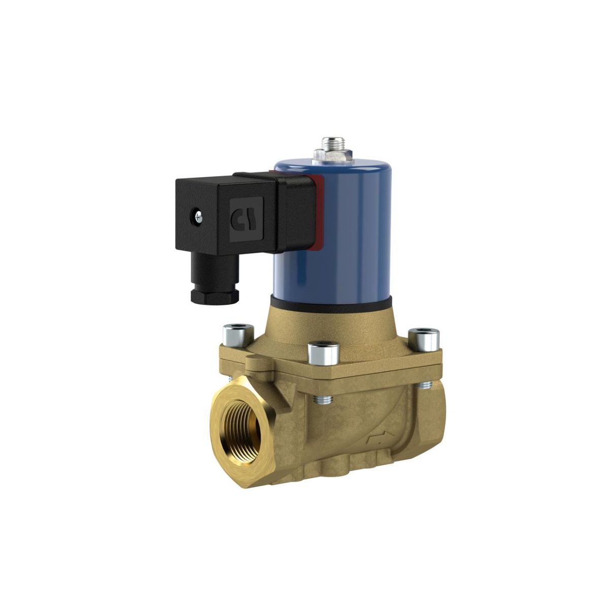 2/2-Wege-Magnetventil, NC, Messing, G 1 1/4, DN32, PN 0-12, FPM, zwangsgesteuert, 230V AC