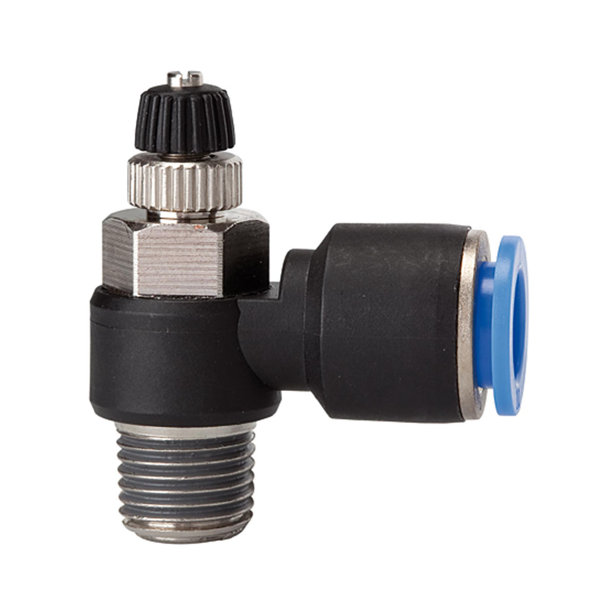 Drosselrückschlagventil »Blaue Serie«, Zuluftdrosselung R 1/2 außen Ø12mm