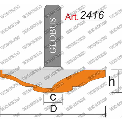 Фреза ГЛОБУС 2416 Фигирейная горизонтальная R16 D40 h7 d8