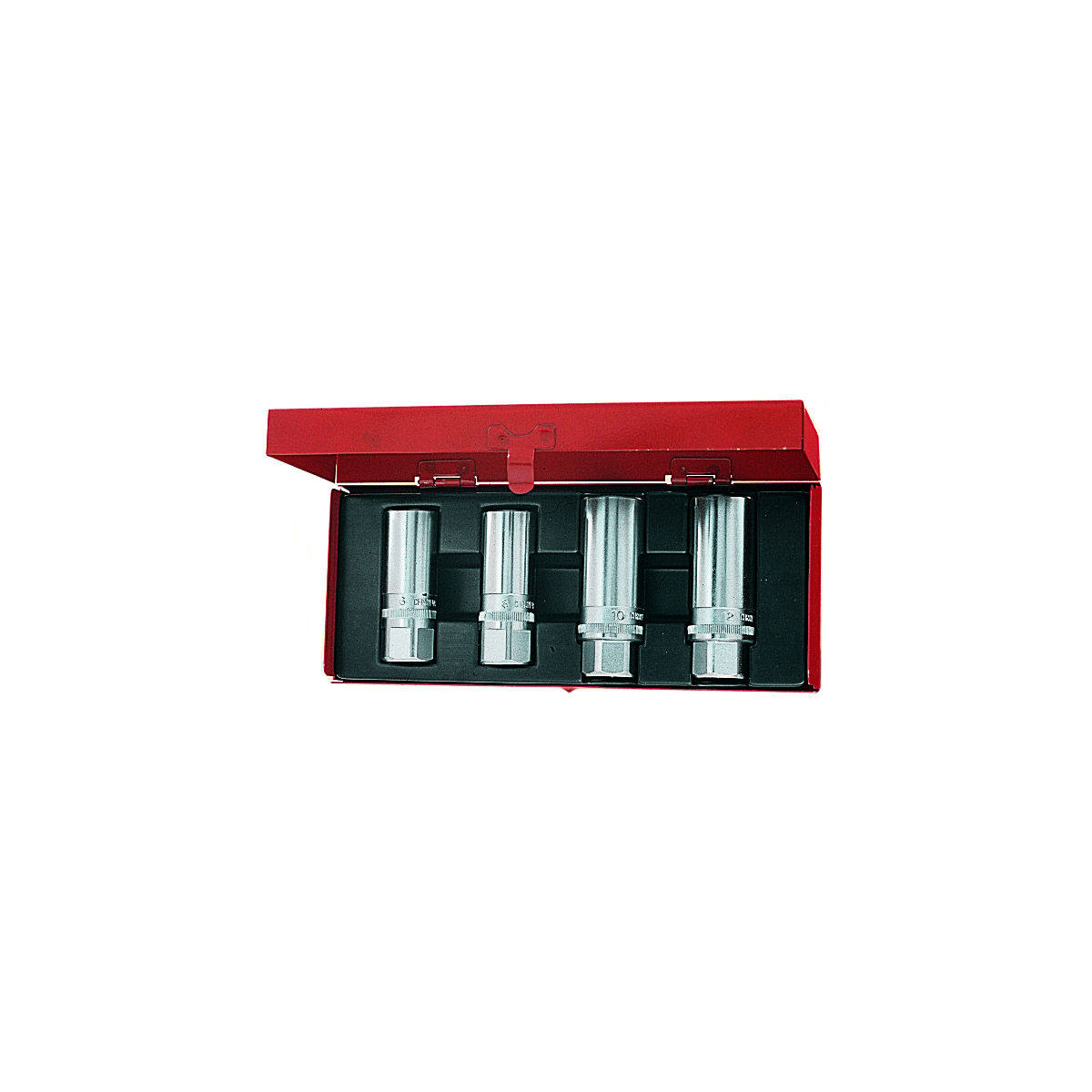 HOLEX Stehbolzenausdreher / Stehbolzeneindreher mit 1/2 Zoll Innen-Vierkant und 6-kant Schlüsselhilfe, für Stahlkörper und Gewindebolzen, ⌀ 6 – 12 mm, 4-teilig, im Stahlblechkasten