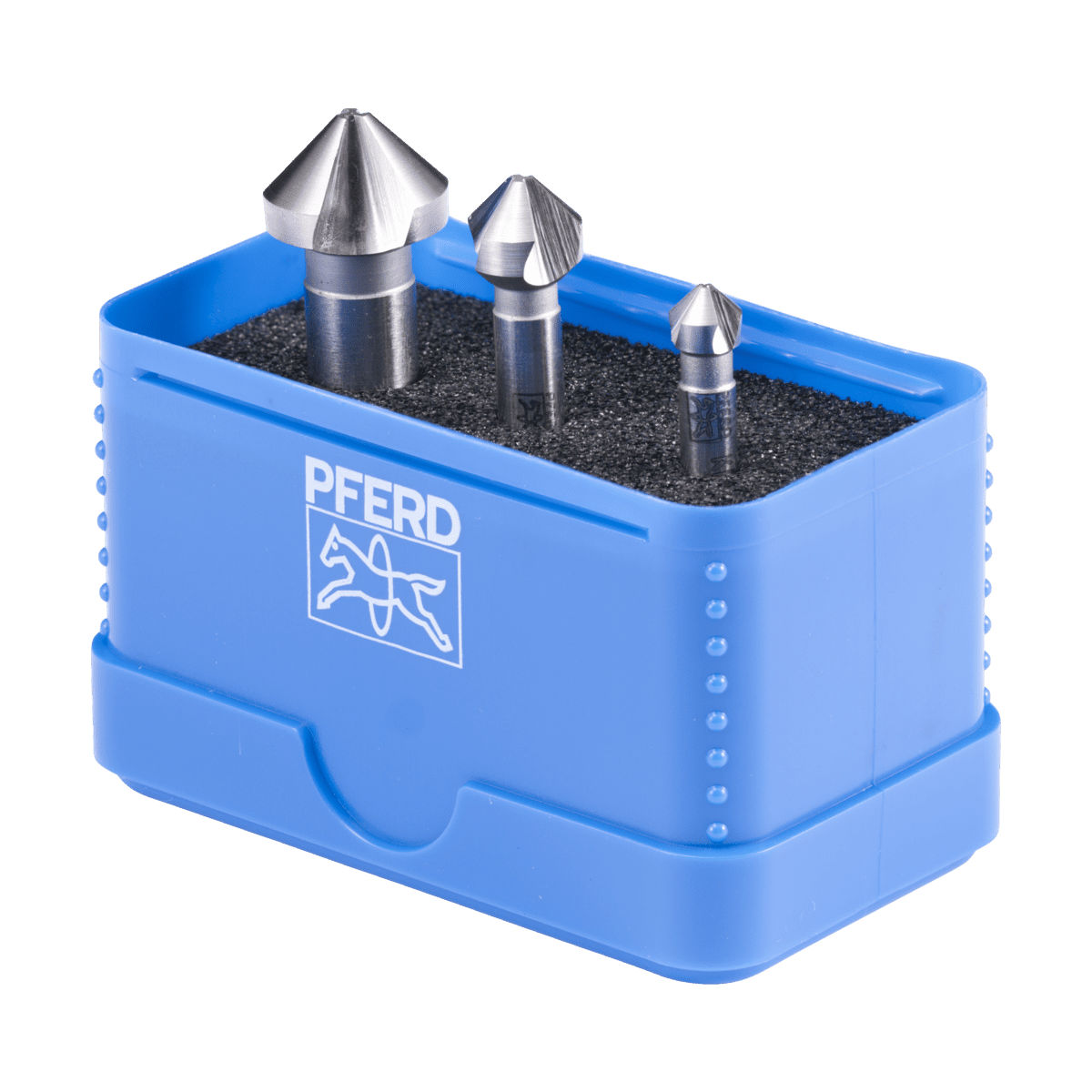 PFERD TOOLS HSSE-Kegelsenker-Set UGT 3-tlg. DIN 335 C 90° Ausführung Co5 mit Ungleichteilung