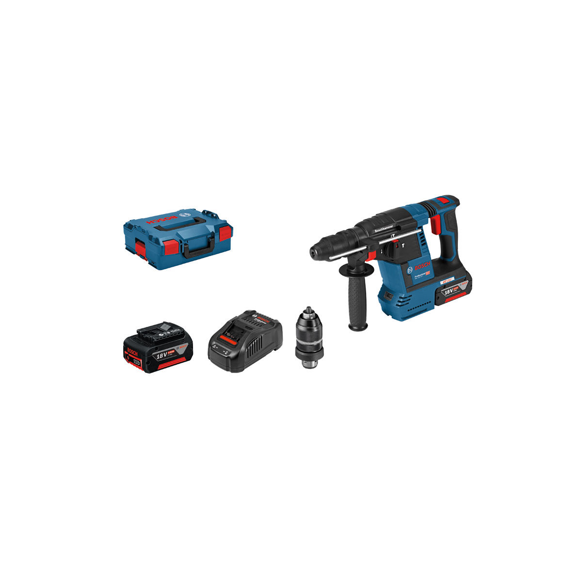 Akku-Bohrhammer mit SDS plus GBH 18V-26F,L-BOXX 136, 2 x Li-Ion-Akku 5,0 Ah
