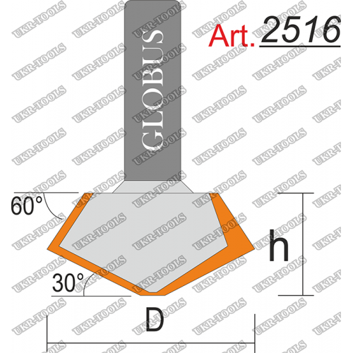 Фреза ГЛОБУС 2516 кромочная конусная D45 h22 d8