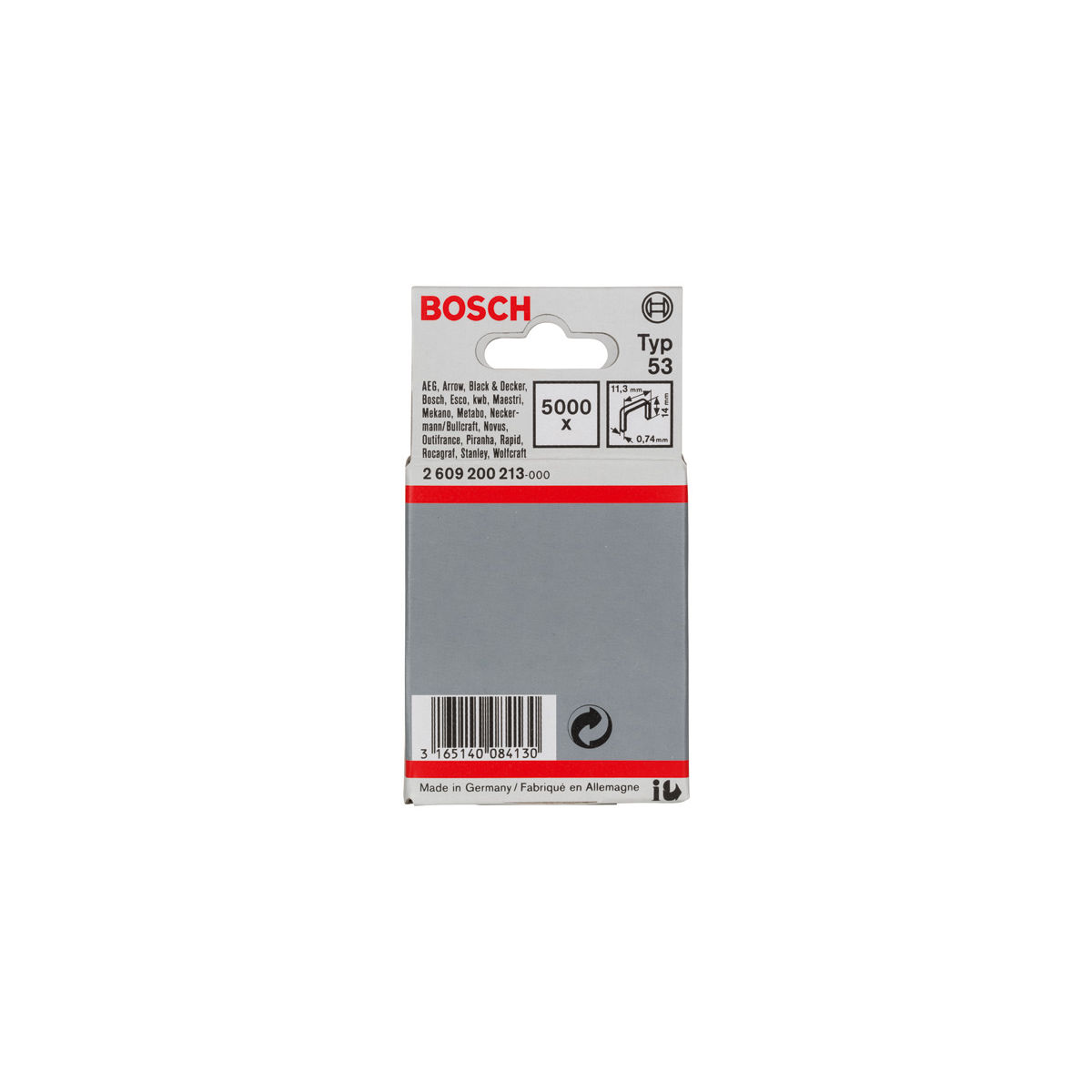 Feindrahtklammer Typ 53, 11,4 x 0,74 x 14 mm, 5000er-Pack