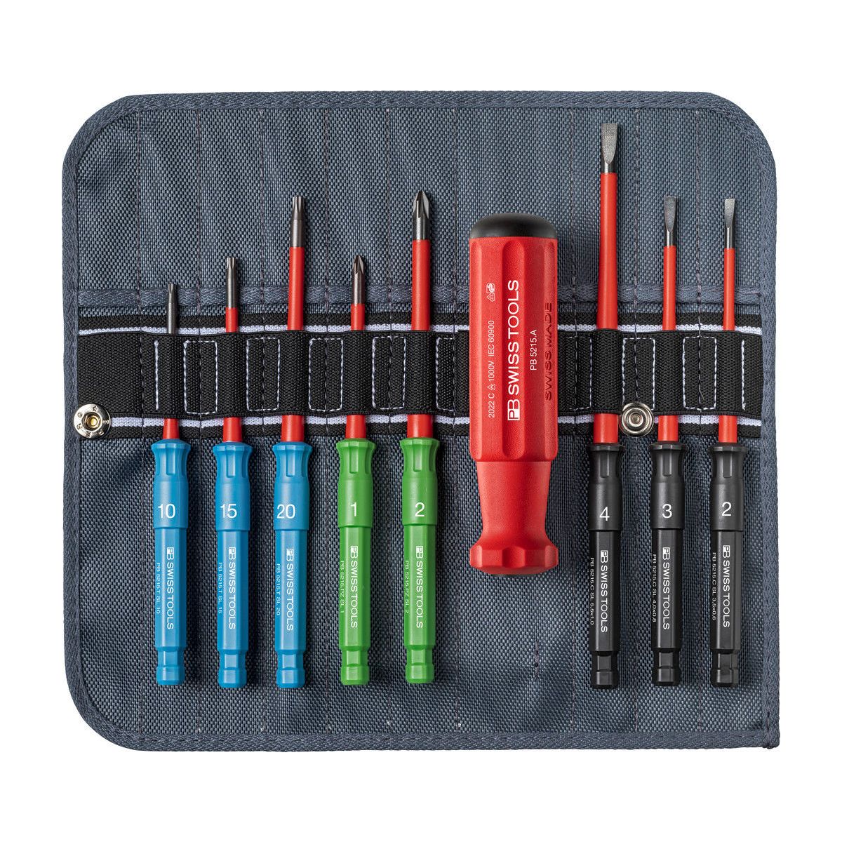 Classic VDE Slim Schraubendreher Set für Schlitz-, Pozidriv und Torx®-Schrauben, in kompakter Rolltasche