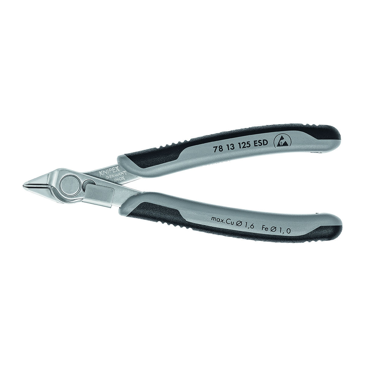 Elektronik-Seitenschneider Super Knips®, Griffe ableitend mit Drahthalter, KW, ganze Länge: 125mm