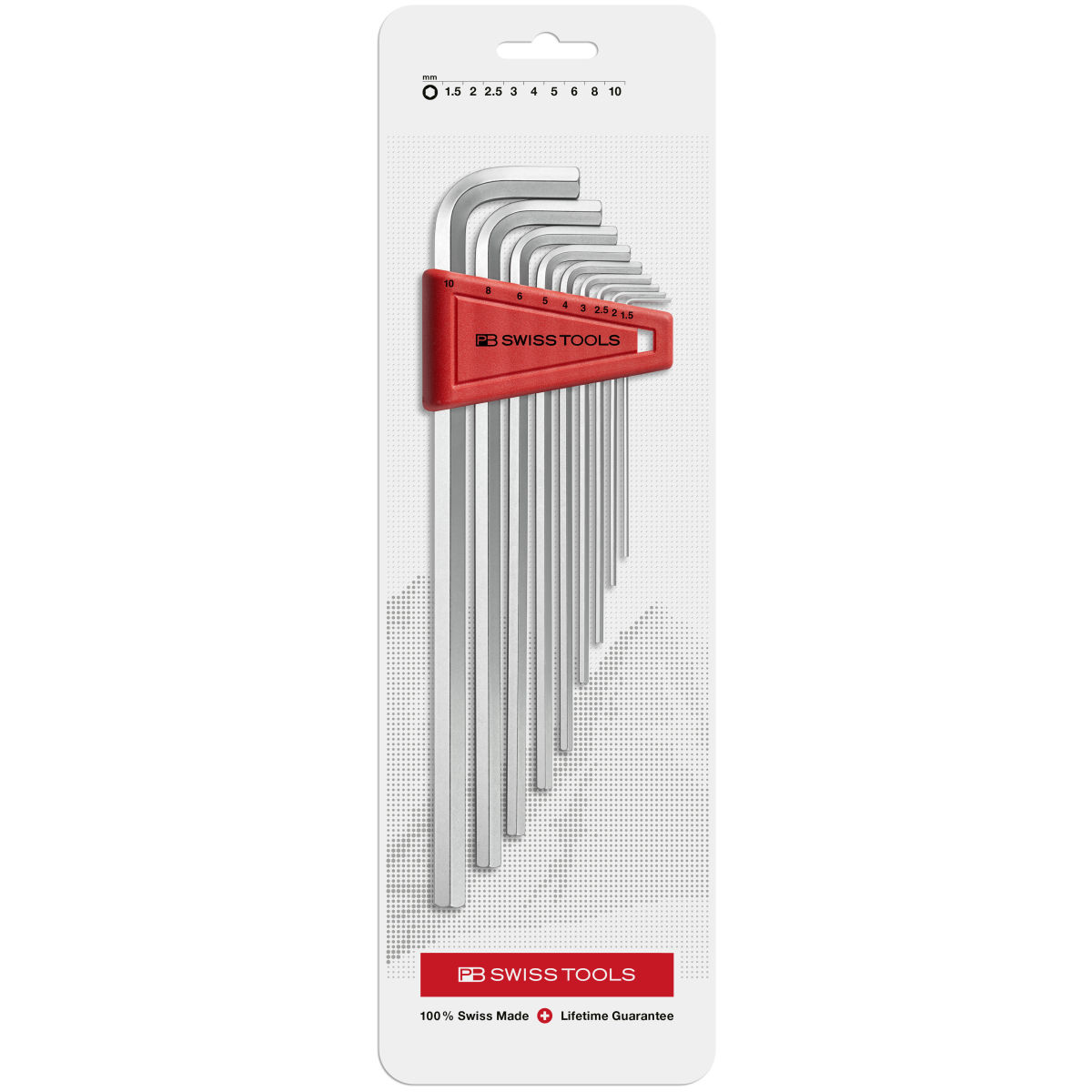 Winkelschraubendreher für Innensechskant-Schrauben, lange Ausführung, Set in praktischem Halter, in Blister-Verpackung