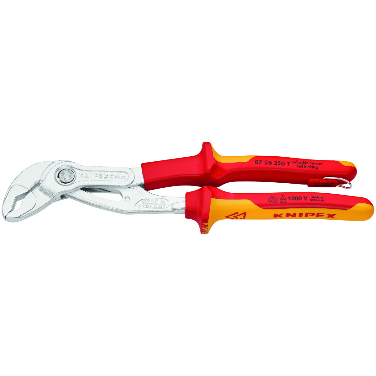 Wasserpumpenzange Cobra® atramentiert VDE-isoliert, mit Sicherungsöse, ganze Länge: 250mm