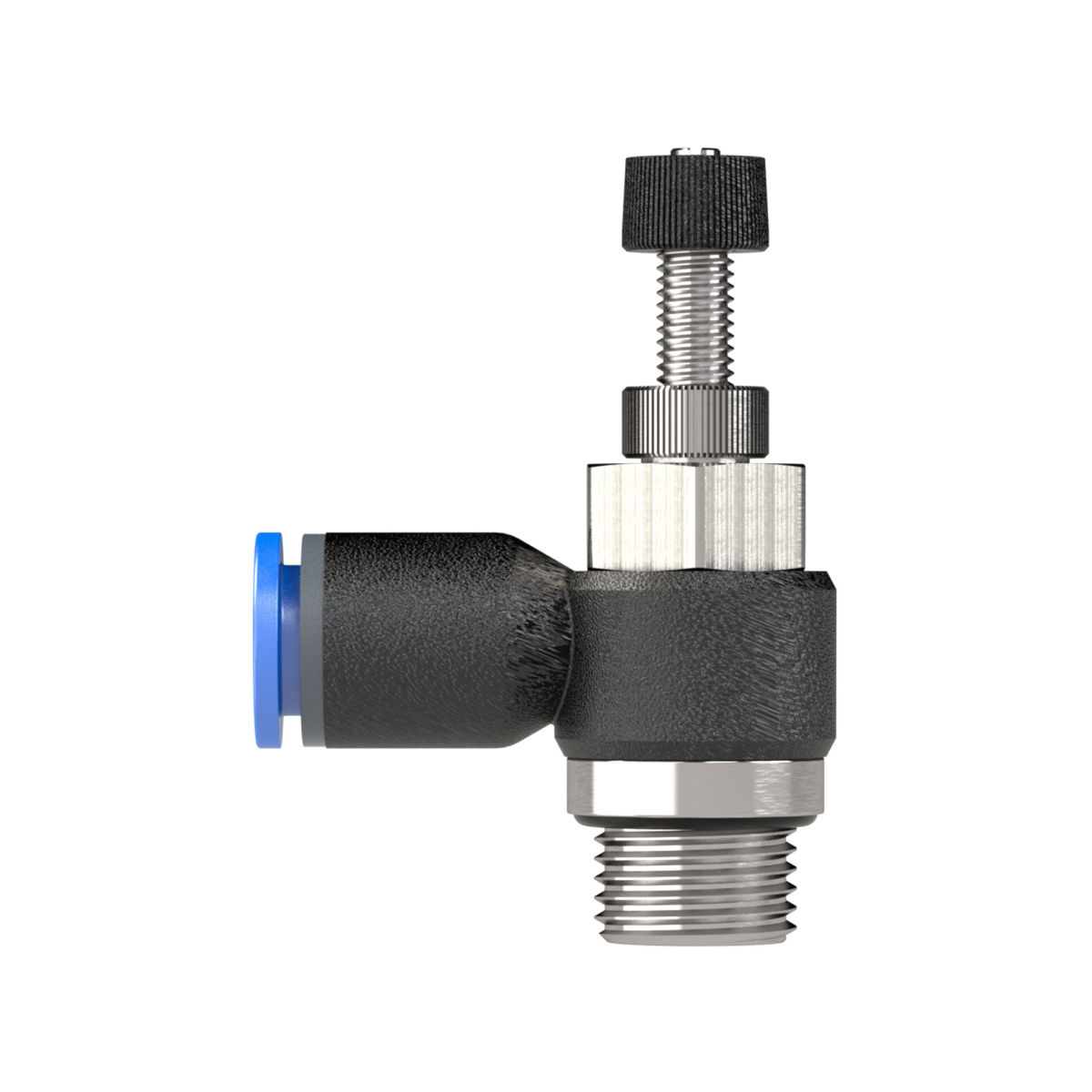 Drosselrückschlagventil »Blaue Serie« Abluftdrosselung G1/8 außen 15bar Ø10 mm