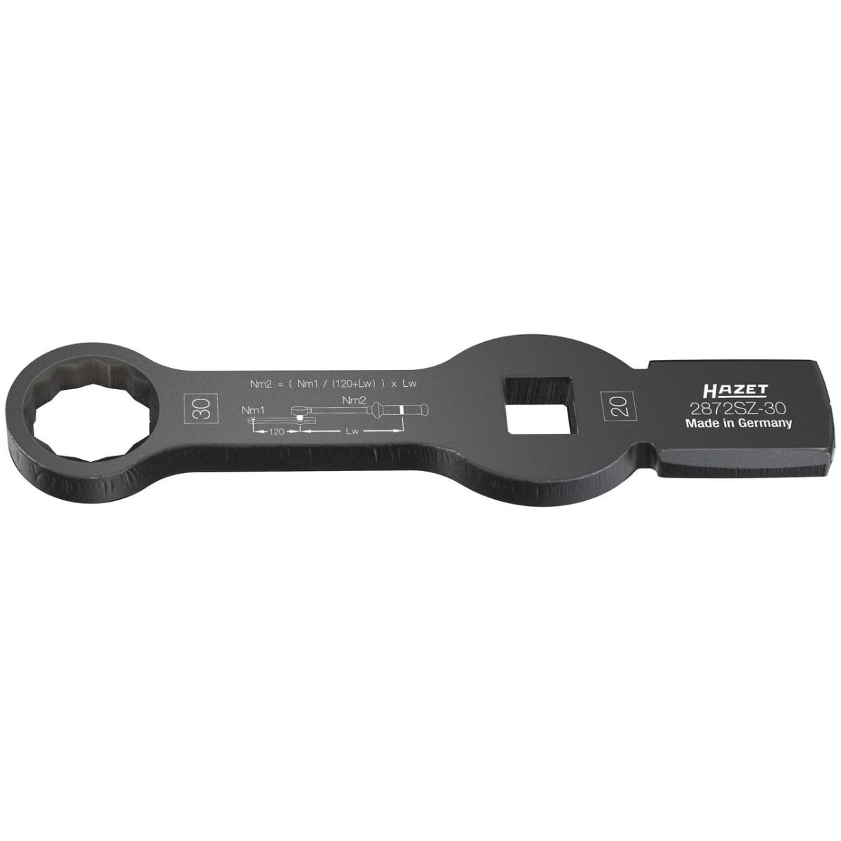 Schlag-Ringschlüssel ∙ mit 2 Schlagflächen ∙ 3/4 Zoll (20 mm) Vierkant hohl ∙ Außen Doppelsechskant Profil ∙ SW 30 mm