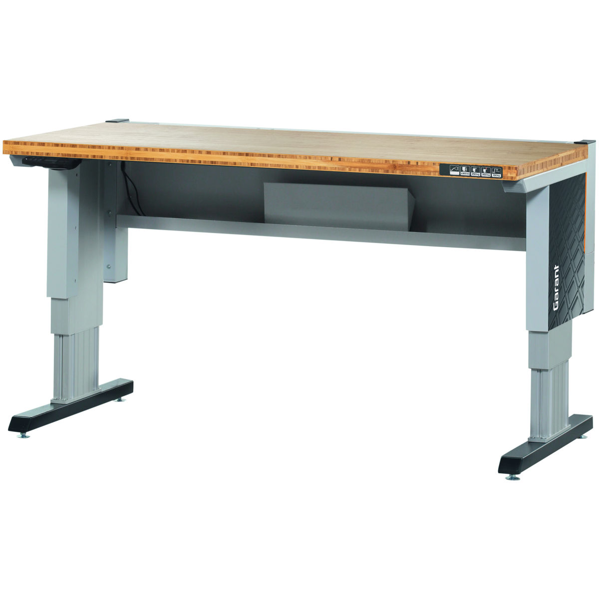 Workstation eLevel mit Bambus-Platte, Länge: 1000mm