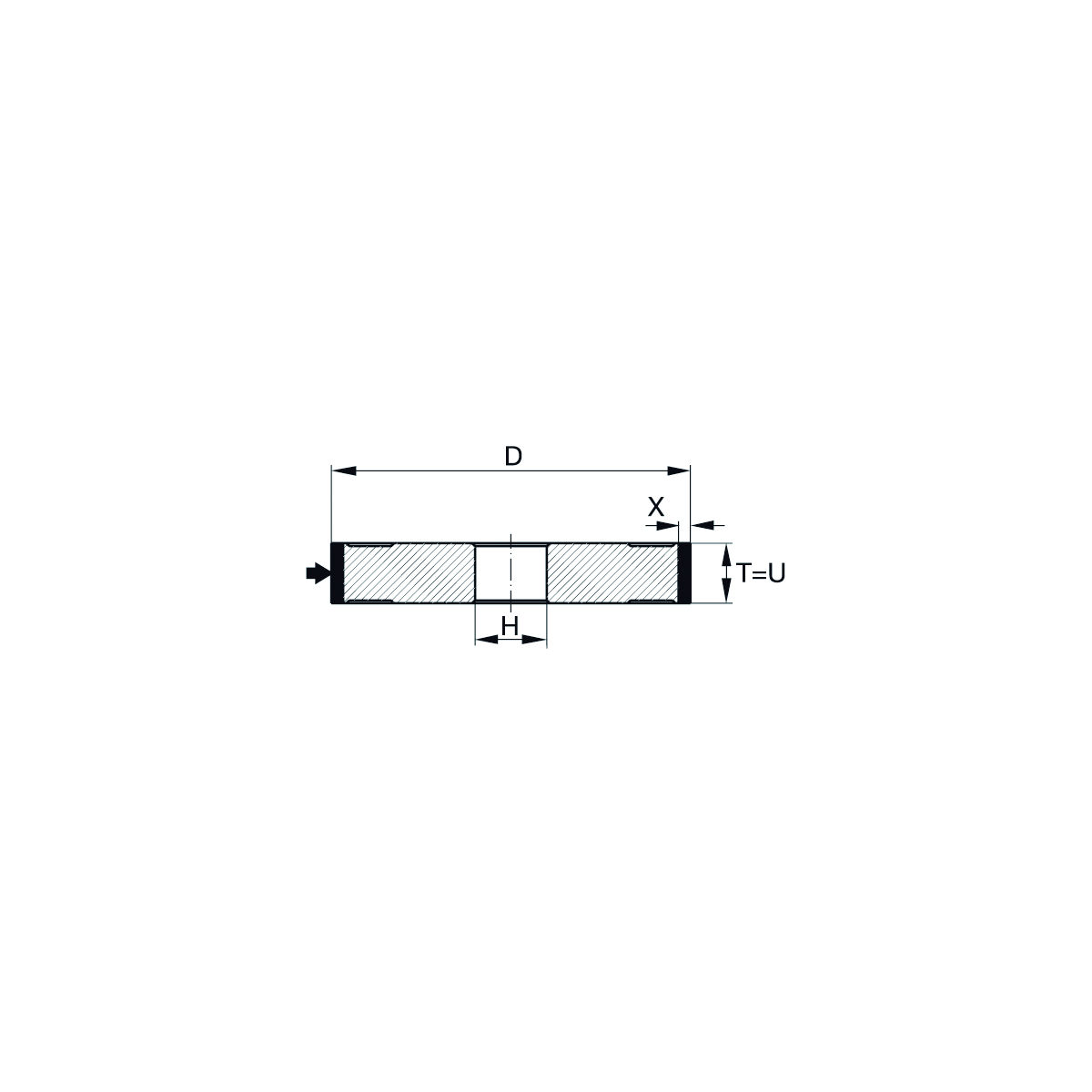 CBN-Teller-Schleifscheibe D×T×H (mm), 100×10×20, Typ: B126