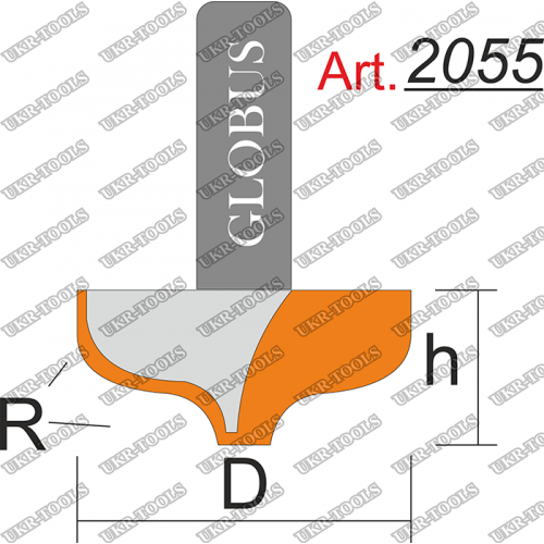 Фреза ГЛОБУС 2055 пазовая фасонная R3 D15 h10 d8