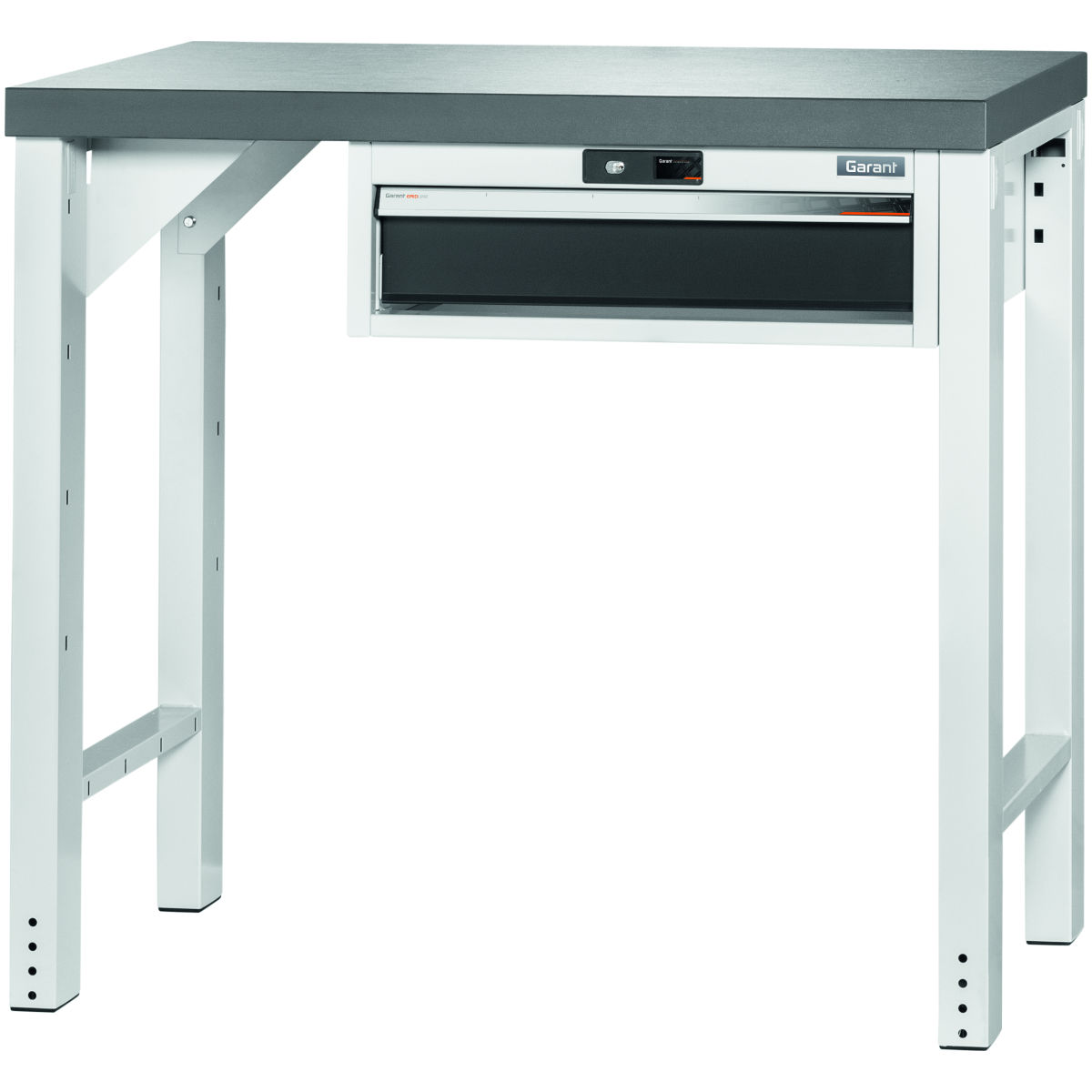 Vario Werkbank mit Gehäuse 24G, Höhe 950 mm, Eluplan-Platte dunkel, 20×20G, Plattenlänge: 1000mm