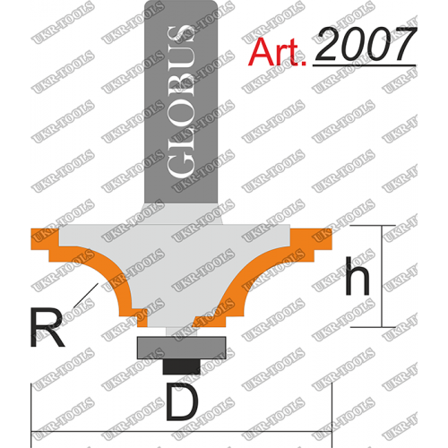 Фреза ГЛОБУС 2007 кромочная калевочная R10 D42 h18 d8