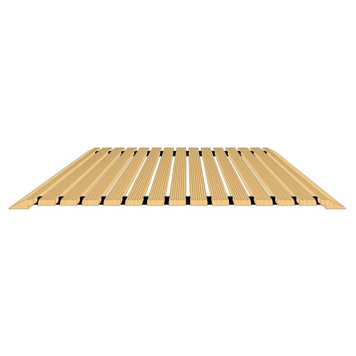 Sicherheits-Holzlaufrost mit 1×Abschrägung Längsseite und 2fachem Anlaufprofil / Breitseiten, Breite 80 cm, Laufrost Länge: 150cm