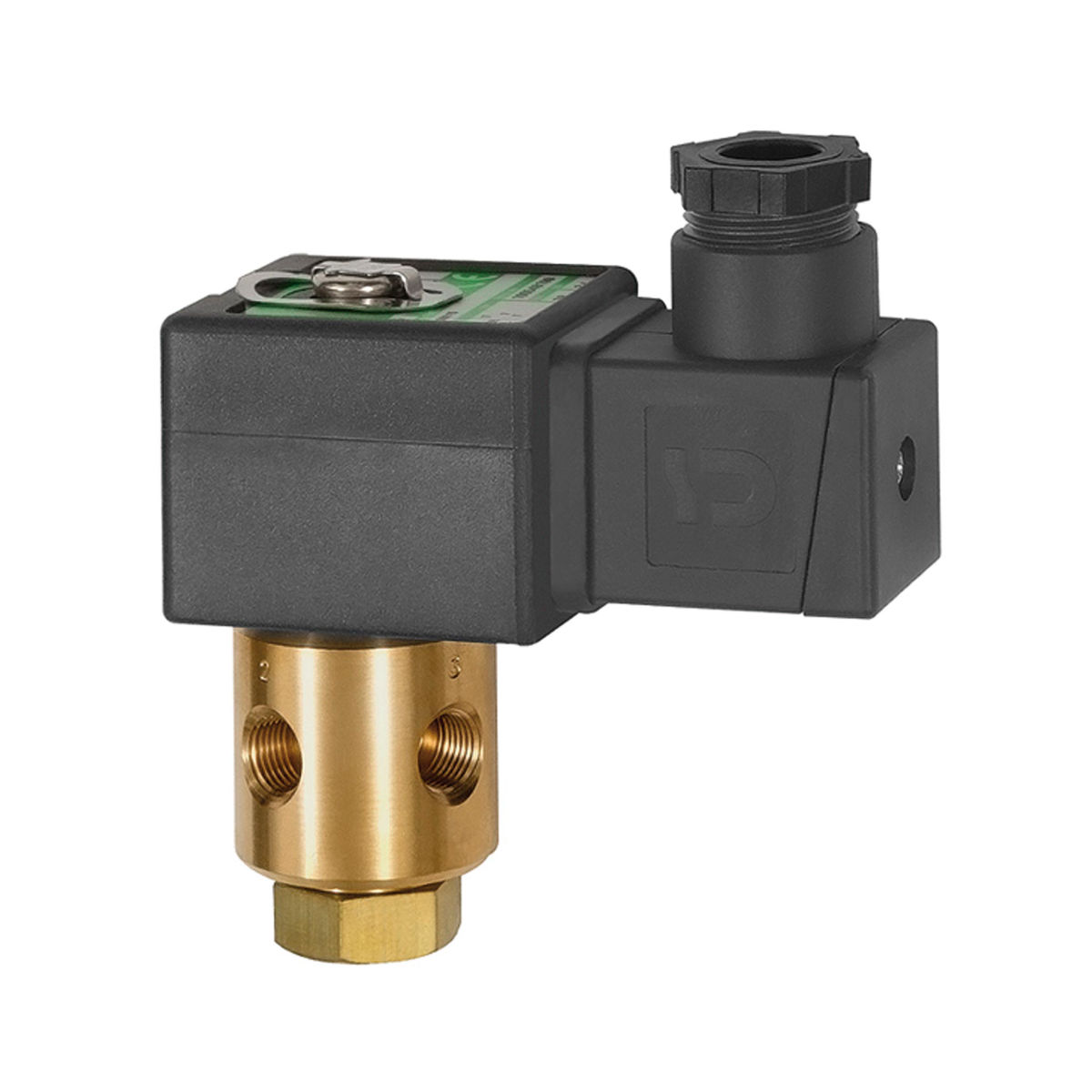 3/2-Wege-Magnetventil, Messing, NC, direktgesteuert 230 V, 50-60 Hz, NBR, Rp 1/8, PN 0-7 bar