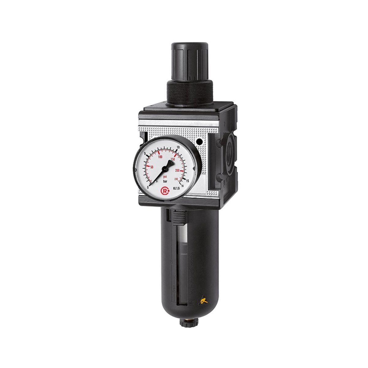 Filterregler »multifix«, mit Polycarbonatbehälter, Schutzkorb, BG 4, G 3/4