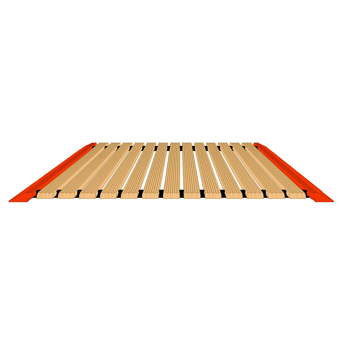 Sicherheits-Holzlaufrost mit 2fachem Anlaufprofil / Breitseiten, Breite 80 cm, Laufrost Länge: 150cm