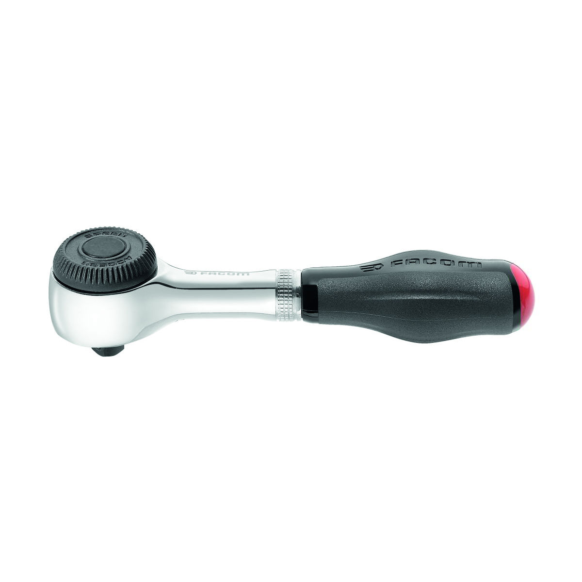 FACOM Handknarre Feinzahn, umschaltbar, mit 1/4 Zoll Vierkant, 60 Zähne, mit Drehgriff und Auswerfer, Länge 120 mm