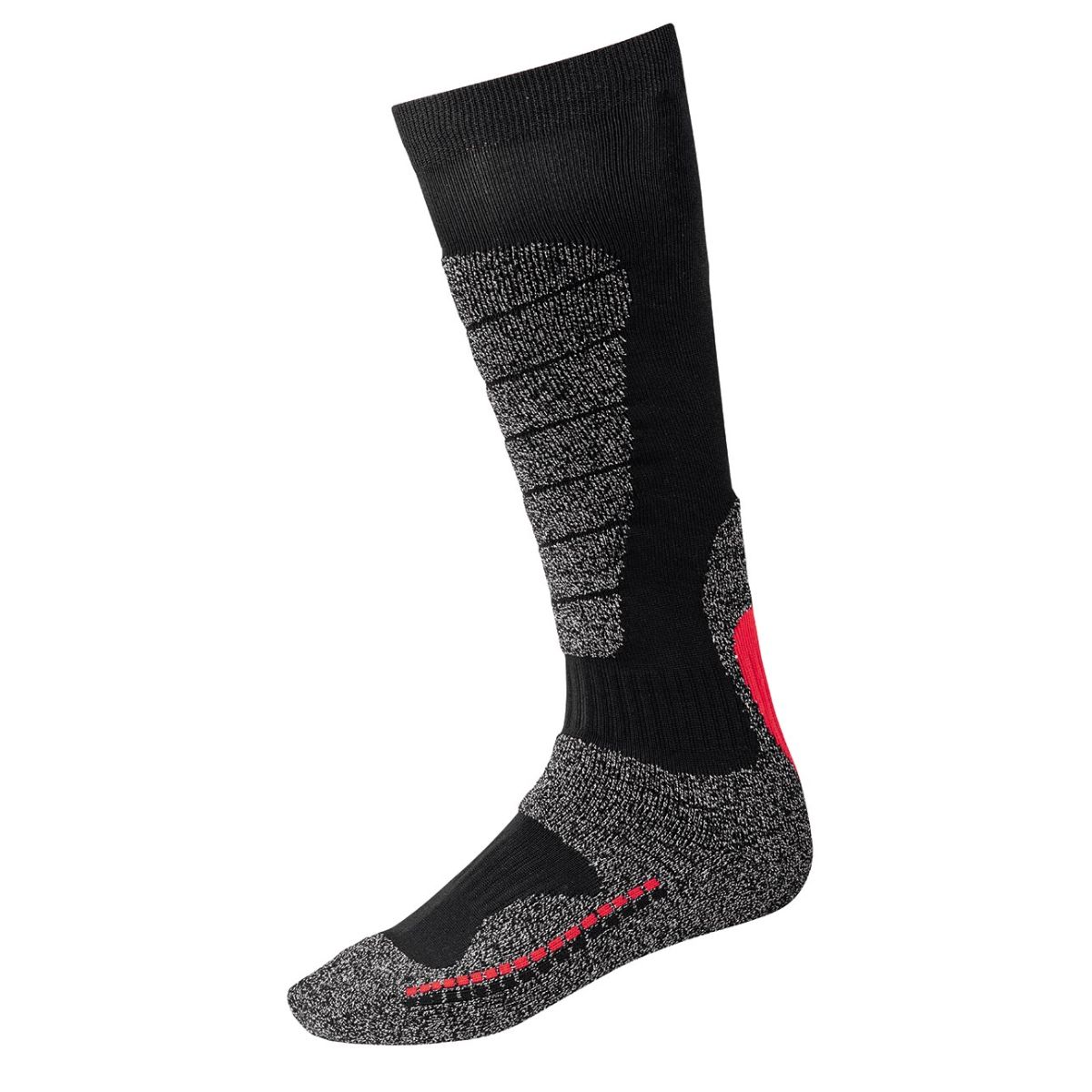 Funktionssocken, lang, schwarz / rot / grau, Unisex-Größe: 36-38