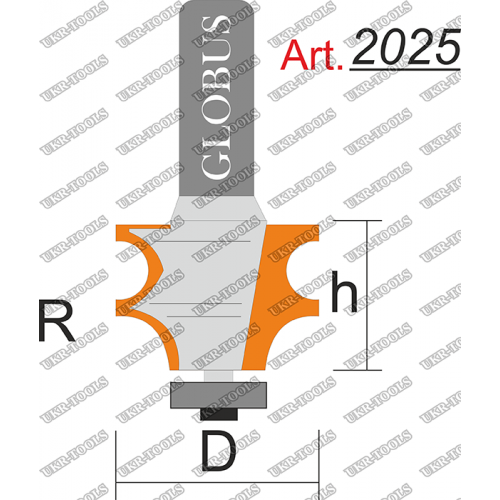 Фреза ГЛОБУС 2025 кромочная фигурная с нижним подшипником R6/8 D30 h25 d8