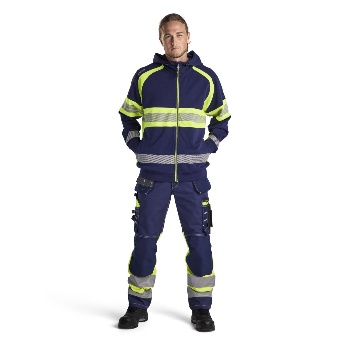High Vis Arbeitshose mit Stretch Marineblau/Gelb C150, marineblau / gelb