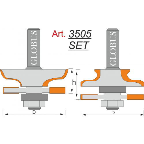 Фреза ГЛОБУС 3505 Set комбинированная рамочная D46 d12 h24